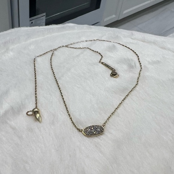 Grayson Gold Pendant Necklace in White Crystal - Picture 2 of 4